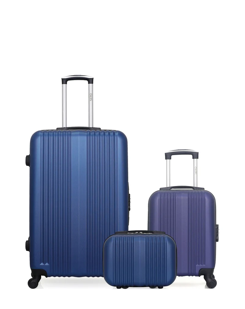HERO - 3er-Pack - Großer Koffer, Handgepäck XXS und Kosmetikkoffer LIPARI