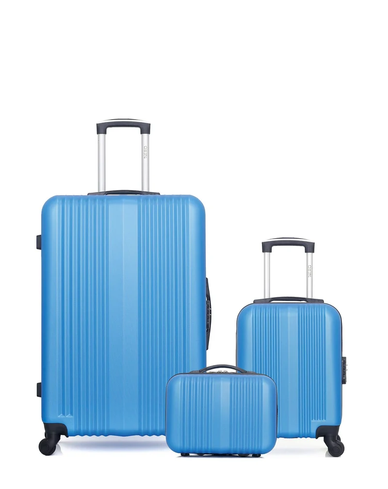 HERO - 3er-Pack - Großer Koffer, Handgepäck XXS und Kosmetikkoffer LIPARI