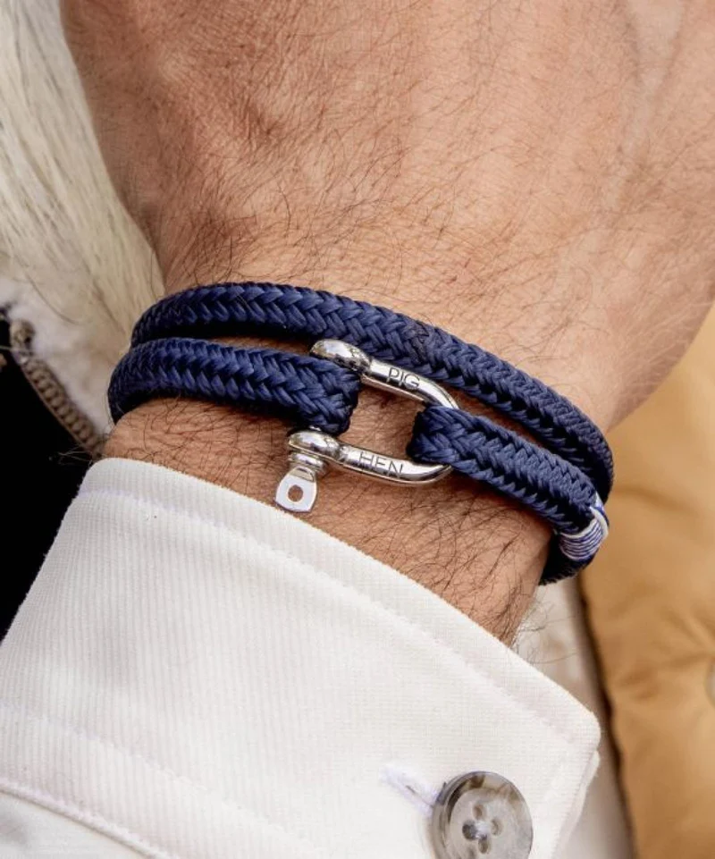 Pig & Hen Armband Salty Steve Navy/Silver