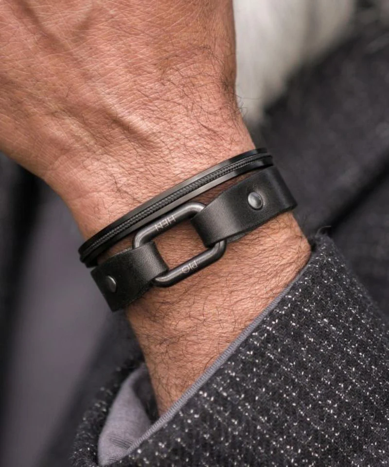 Pig & Hen Armband Limp Lee Schwarz