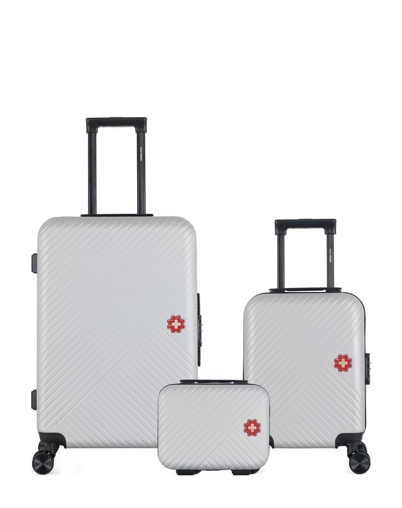SWISS KOPPER – 3er-Pack – Mittelgroßer Koffer, Handgepäck XXS und Kosmetikkoffer SPIEZ