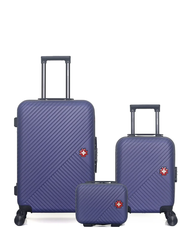 SWISS KOPPER – 3er-Pack – Mittelgroßer Koffer, Handgepäck XXS und Kosmetikkoffer SPIEZ