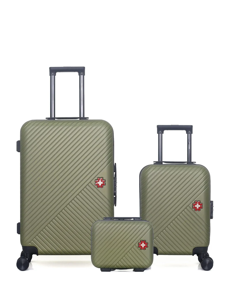 SWISS KOPPER – 3er-Pack – Mittelgroßer Koffer, Handgepäck XXS und Kosmetikkoffer SPIEZ