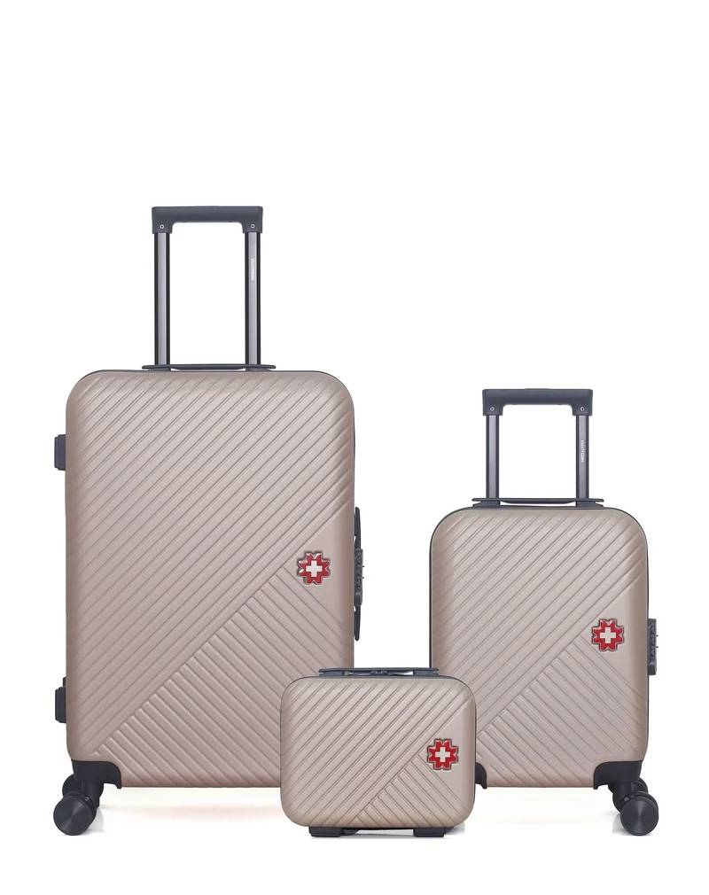 SWISS KOPPER – 3er-Pack – Mittelgroßer Koffer, Handgepäck XXS und Kosmetikkoffer SPIEZ