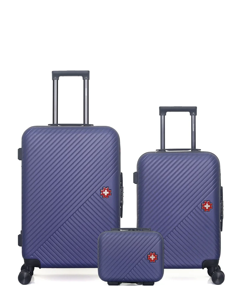 SWISS KOPPER – 3er-Pack – Mittelgroßer Koffer, Handgepäck und Kosmetikkoffer SPIEZ