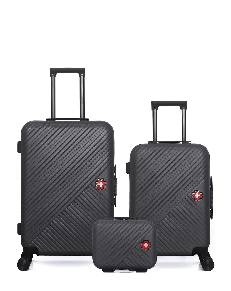 SWISS KOPPER – 3er-Pack – Mittelgroßer Koffer, Handgepäck und Kosmetikkoffer SPIEZ