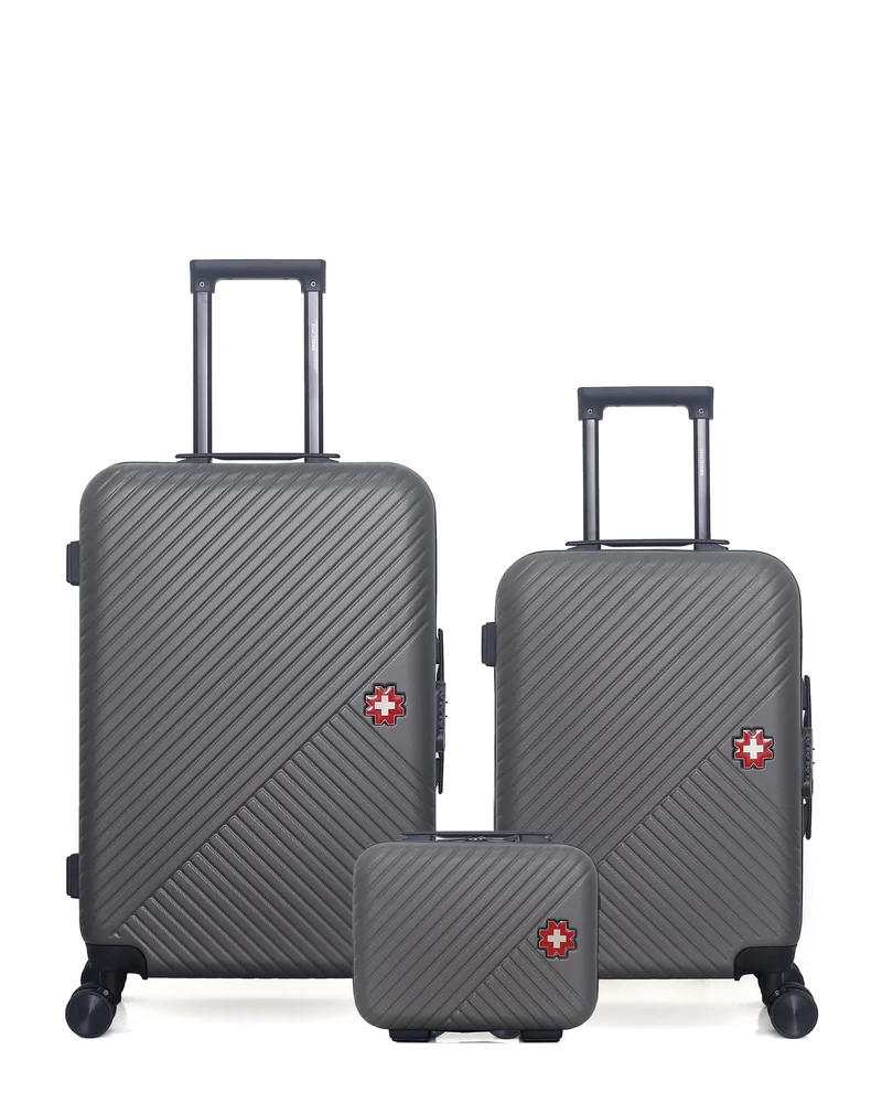 SWISS KOPPER – 3er-Pack – Mittelgroßer Koffer, Handgepäck und Kosmetikkoffer SPIEZ