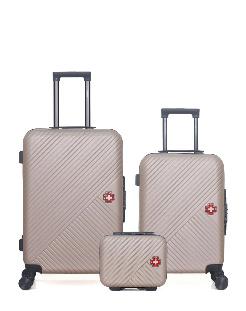 SWISS KOPPER – 3er-Pack – Mittelgroßer Koffer, Handgepäck und Kosmetikkoffer SPIEZ