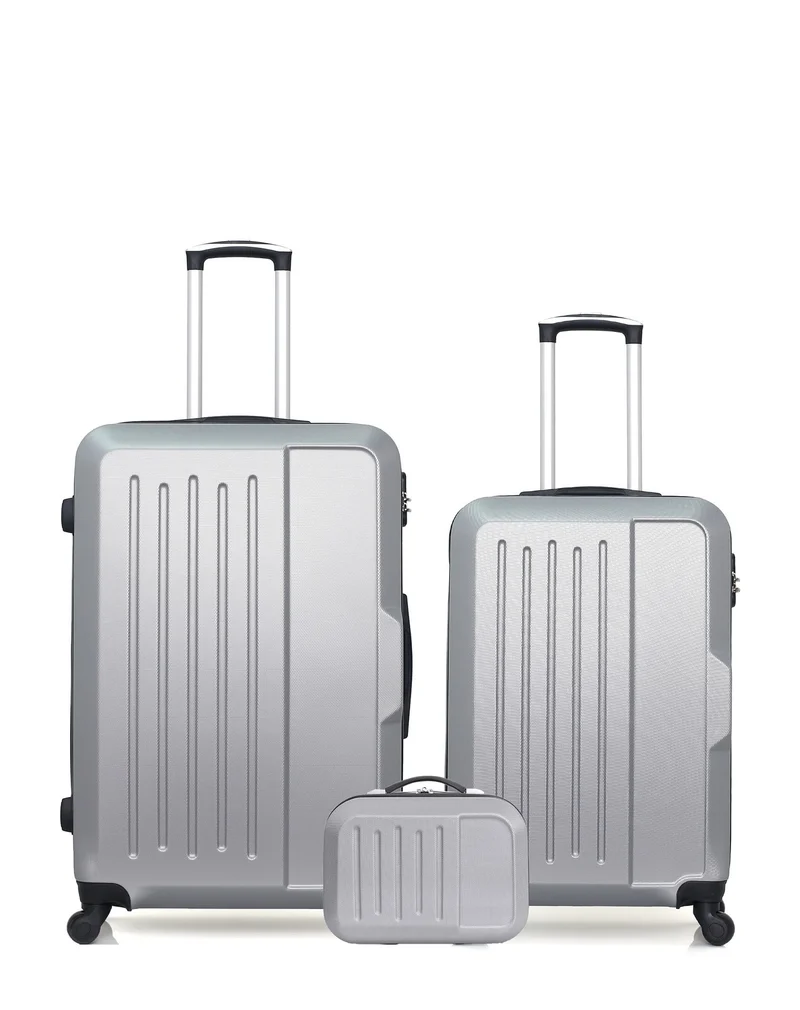 HERO – 3er-Pack – Großer Koffer, mittelgroßer Koffer und Kosmetikkoffer VESUVIO