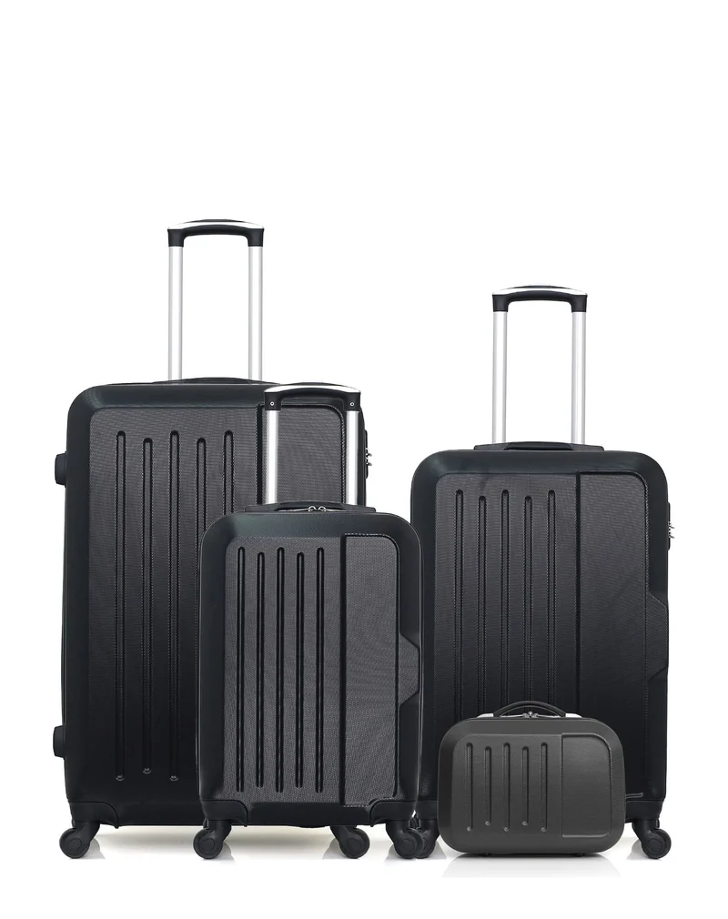 HERO – 4er-Pack – Großer Koffer, mittelgroßer Koffer, Handgepäck und Kosmetikkoffer VESUVIO