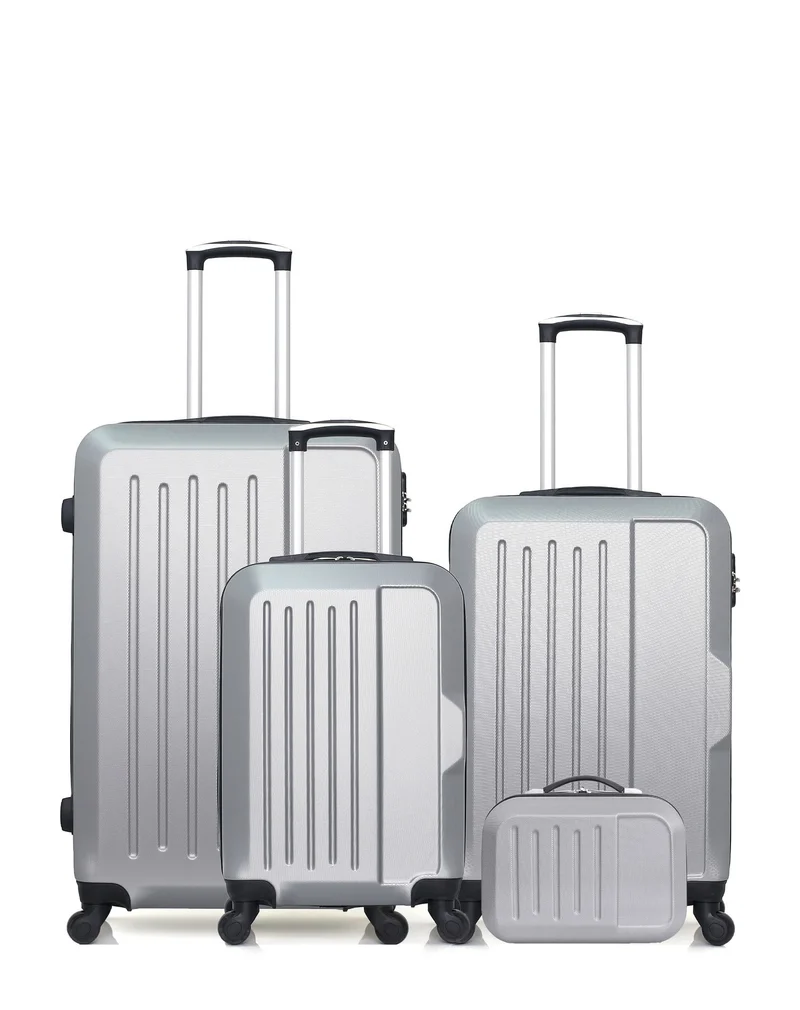HERO – 4er-Pack – Großer Koffer, mittelgroßer Koffer, Handgepäck und Kosmetikkoffer VESUVIO