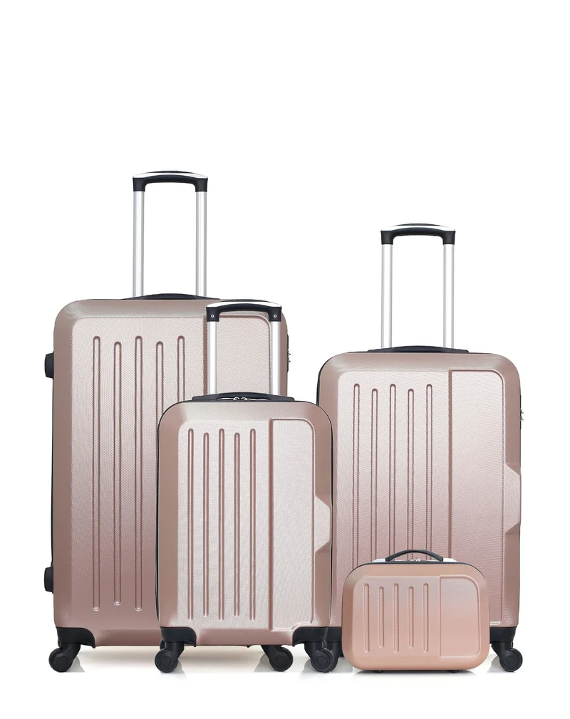 HERO – 4er-Pack – Großer Koffer, mittelgroßer Koffer, Handgepäck und Kosmetikkoffer VESUVIO
