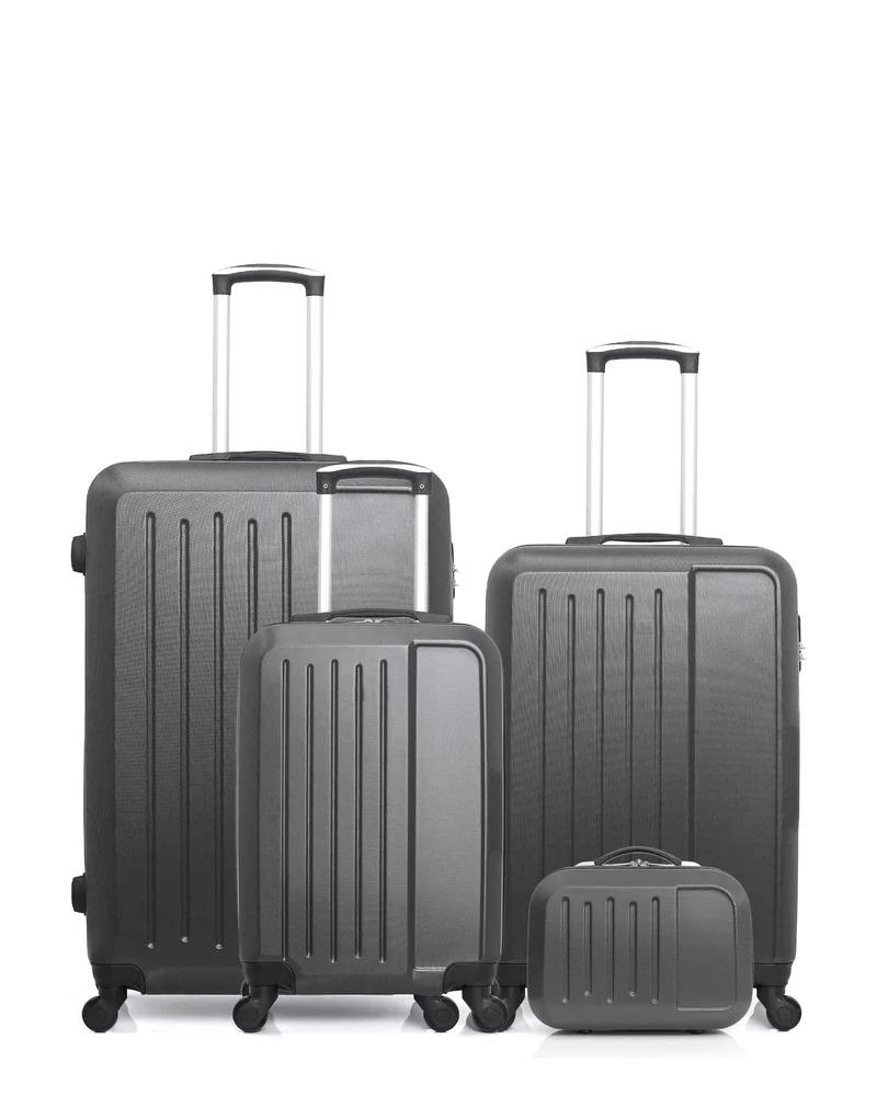 HERO – 4er-Pack – Großer Koffer, mittelgroßer Koffer, Handgepäck und Kosmetikkoffer VESUVIO