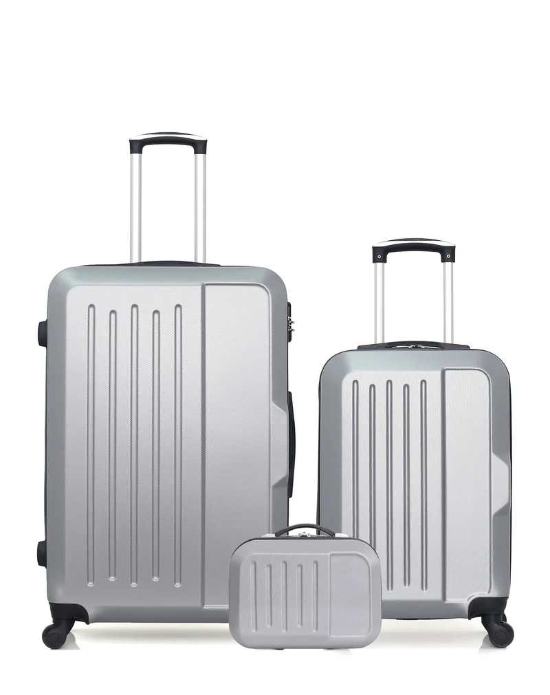 HERO - 3er-Pack - Großer Koffer, Handgepäck und Kosmetikkoffer VESUVIO