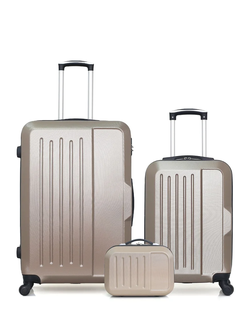 HERO - 3er-Pack - Großer Koffer, Handgepäck und Kosmetikkoffer VESUVIO
