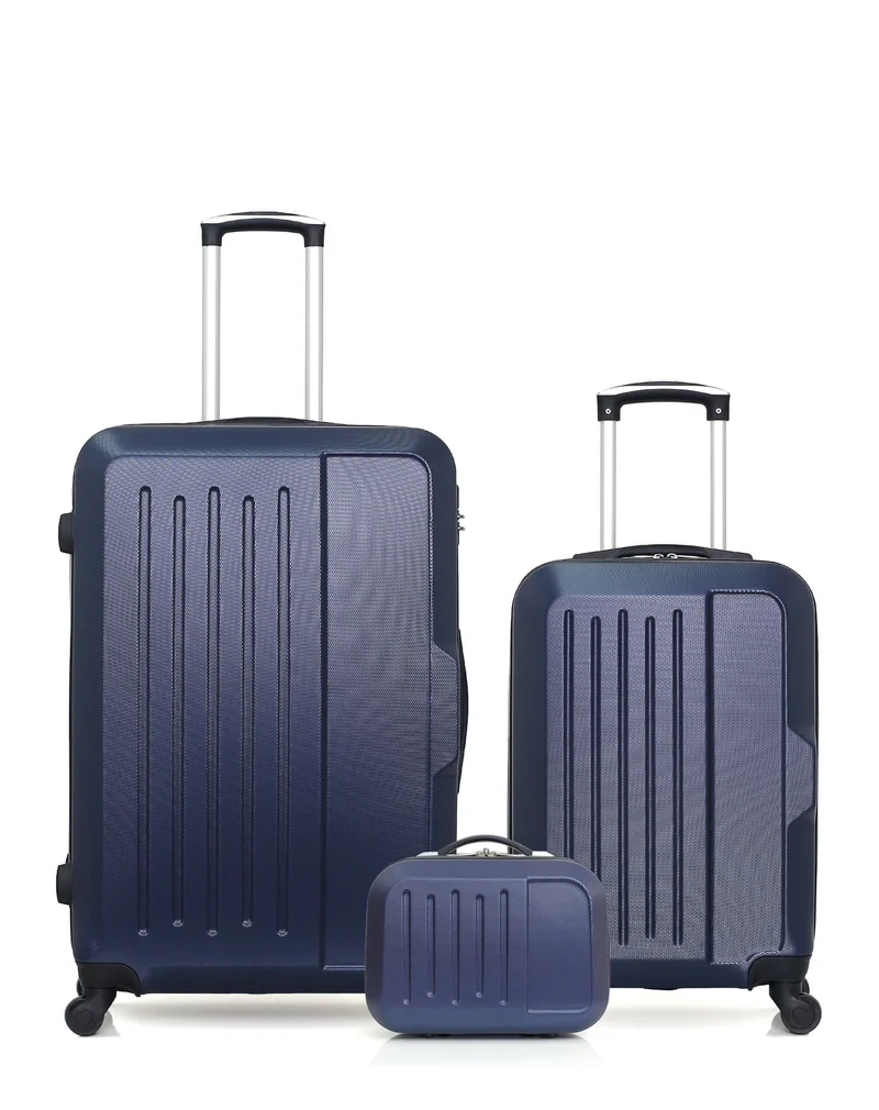 HERO - 3er-Pack - Großer Koffer, Handgepäck und Kosmetikkoffer VESUVIO