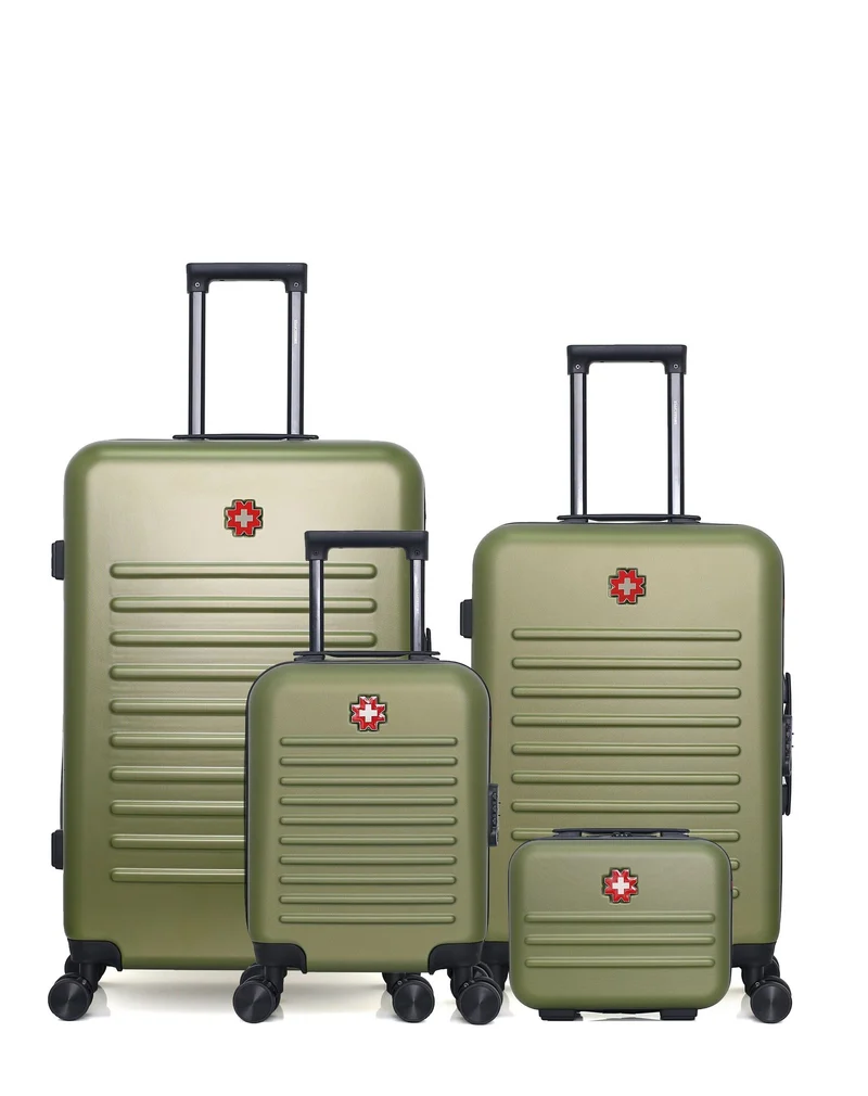 SWISS KOPPER – 4er-Pack – Großer Koffer, mittelgroßer Koffer, Handgepäck XXS und Kosmetikkoffer WIL