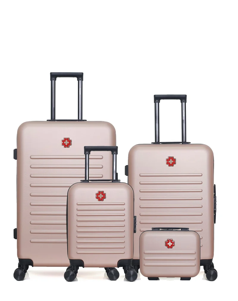 SWISS KOPPER – 4er-Pack – Großer Koffer, mittelgroßer Koffer, Handgepäck XXS und Kosmetikkoffer WIL