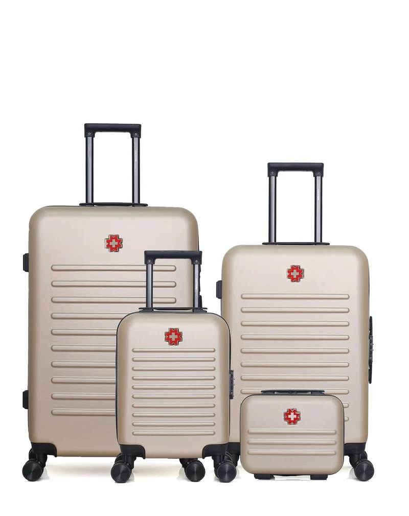 SWISS KOPPER – 4er-Pack – Großer Koffer, mittelgroßer Koffer, Handgepäck XXS und Kosmetikkoffer WIL