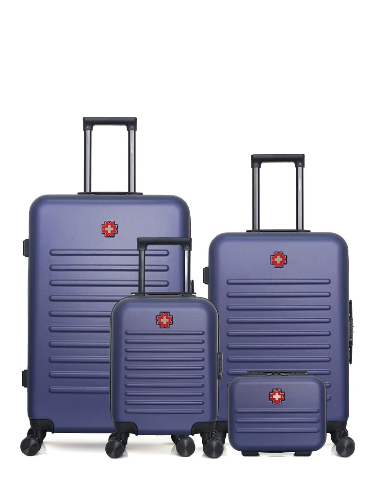 SWISS KOPPER – 4er-Pack – Großer Koffer, mittelgroßer Koffer, Handgepäck XXS und Kosmetikkoffer WIL