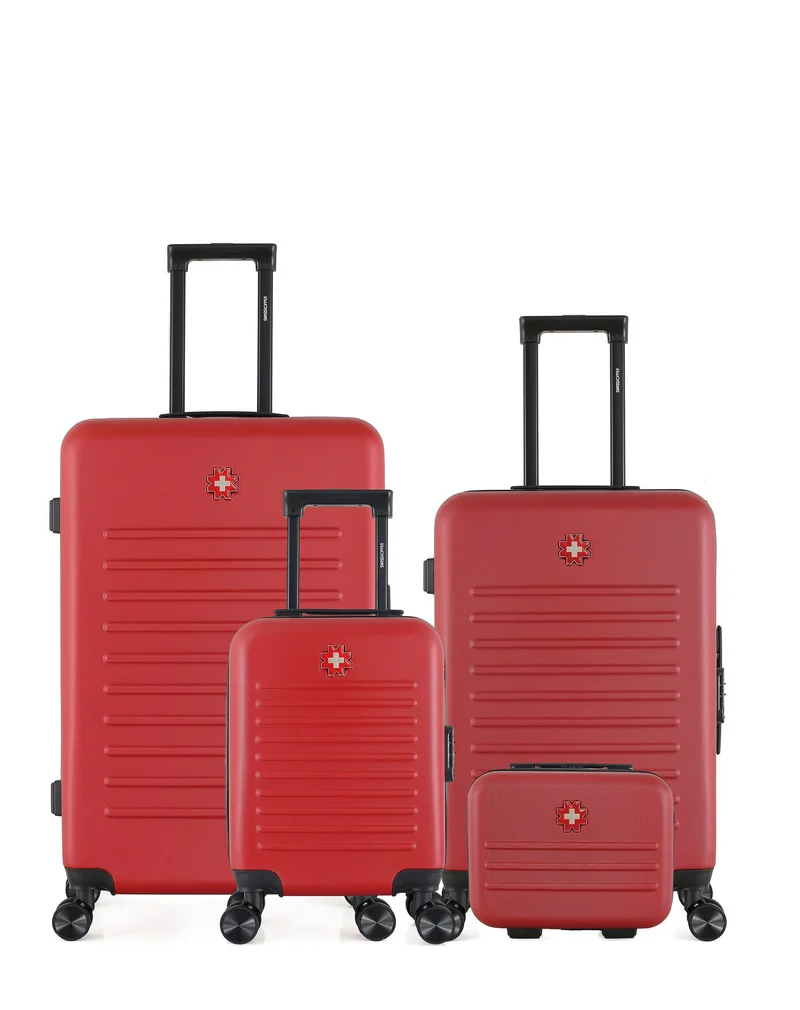 SWISS KOPPER – 4er-Pack – Großer Koffer, mittelgroßer Koffer, Handgepäck XXS und Kosmetikkoffer WIL