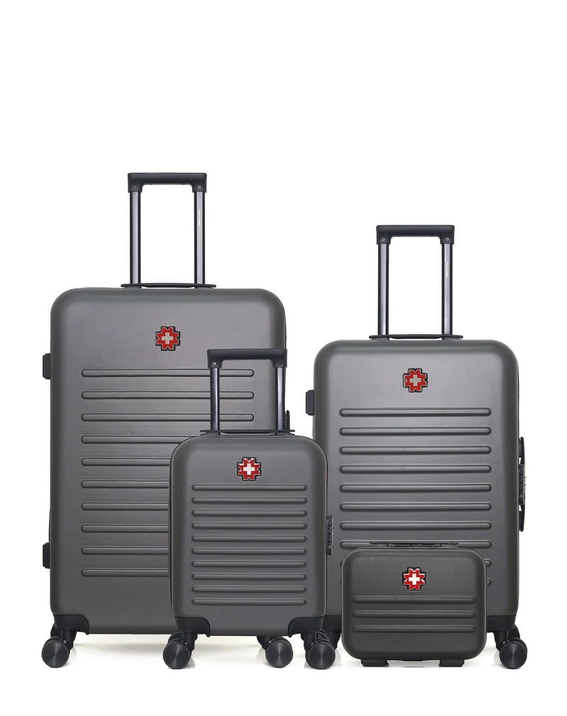 SWISS KOPPER – 4er-Pack – Großer Koffer, mittelgroßer Koffer, Handgepäck XXS und Kosmetikkoffer WIL