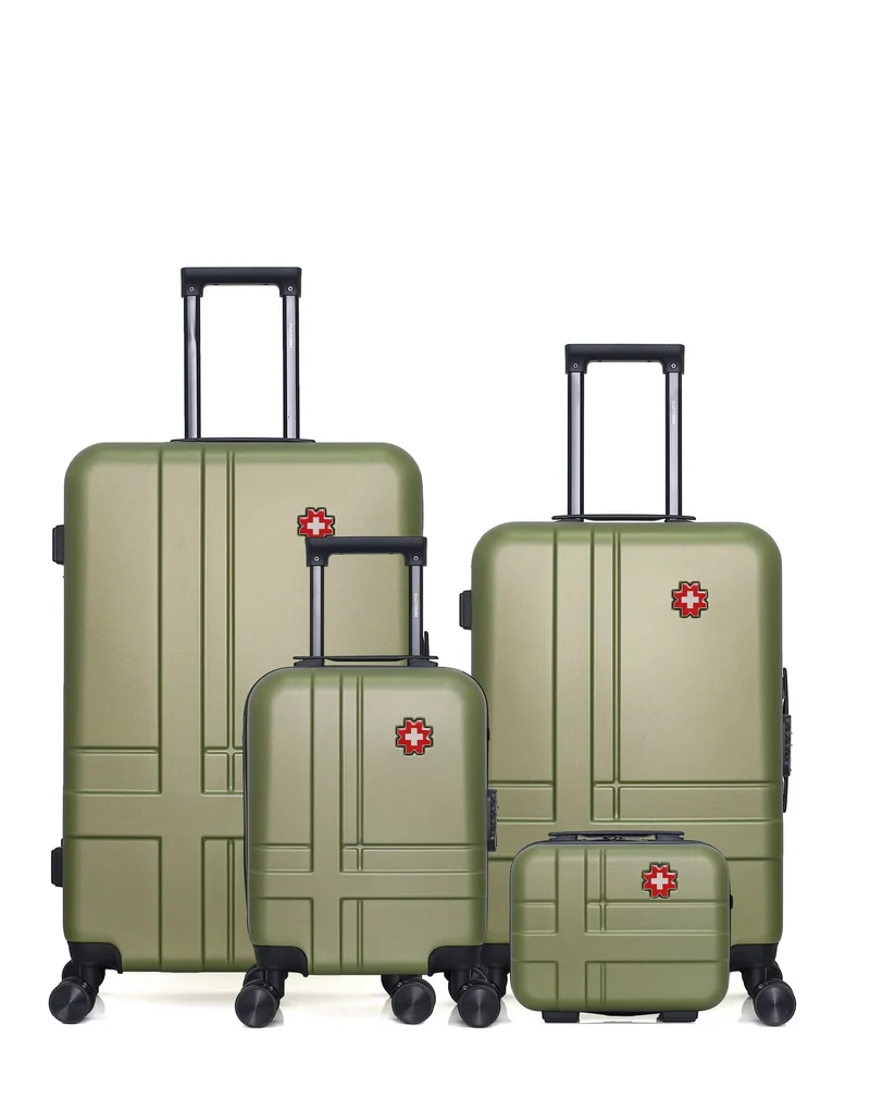 SWISS KOPPER – 4er-Pack – Großer Koffer, mittelgroßer Koffer, Handgepäck XXS und Kosmetikkoffer USTER