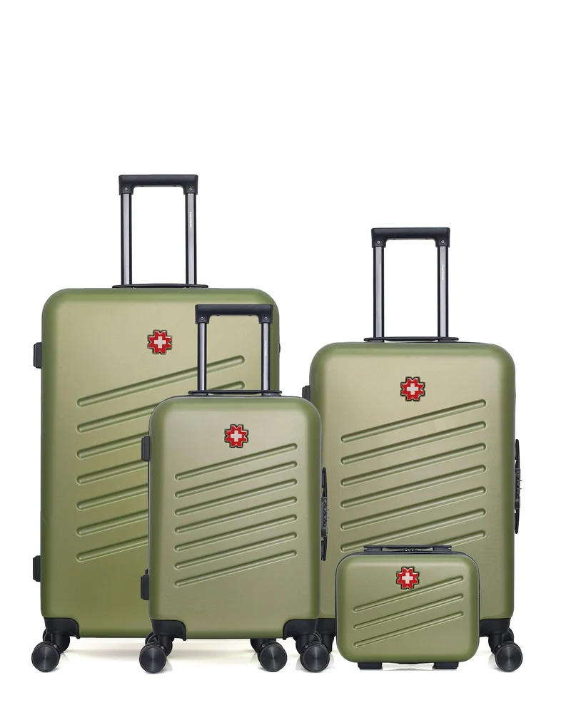 SWISS KOPPER – 4er-Pack – Großer Koffer, mittelgroßer Koffer, Handgepäck und Kosmetikkoffer ZURICH