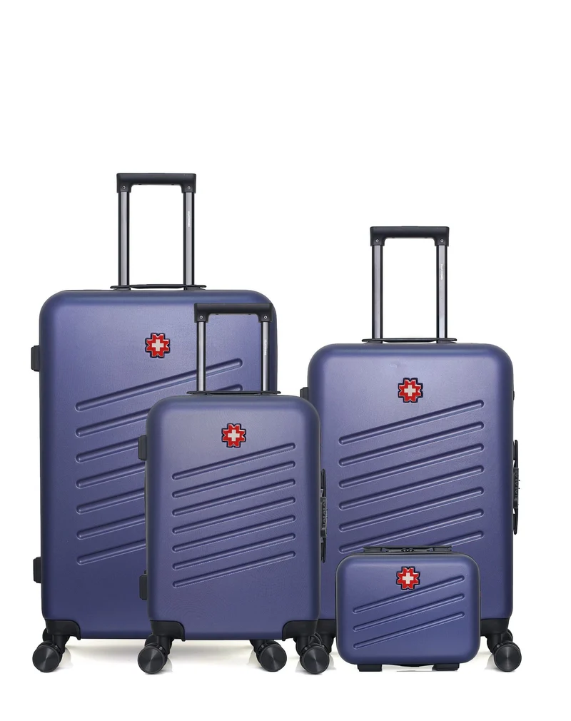 SWISS KOPPER – 4er-Pack – Großer Koffer, mittelgroßer Koffer, Handgepäck und Kosmetikkoffer ZURICH