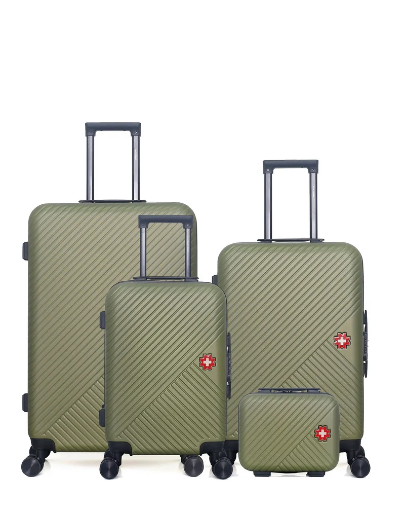 SWISS KOPPER – 4er-Pack – Großer Koffer, mittelgroßer Koffer, Handgepäck und Kosmetikkoffer SPIEZ