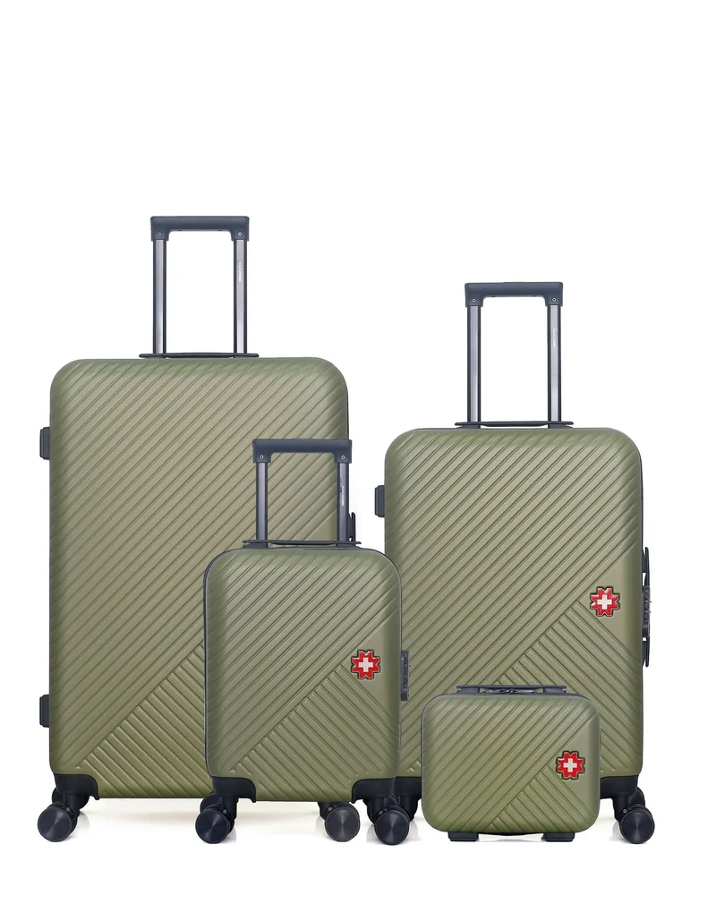 SWISS KOPPER – 4er-Pack – Großer Koffer, mittelgroßer Koffer, Handgepäck XXS und Kosmetikkoffer SPIEZ