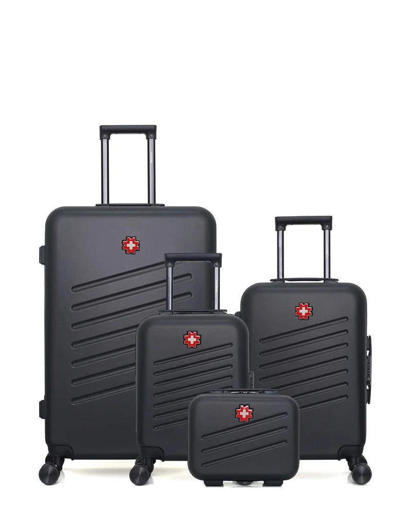 SWISS KOPPER – 4er-Pack – Großer Koffer, Handgepäck, Handgepäck XXS und Kosmetikkoffer ZURICH