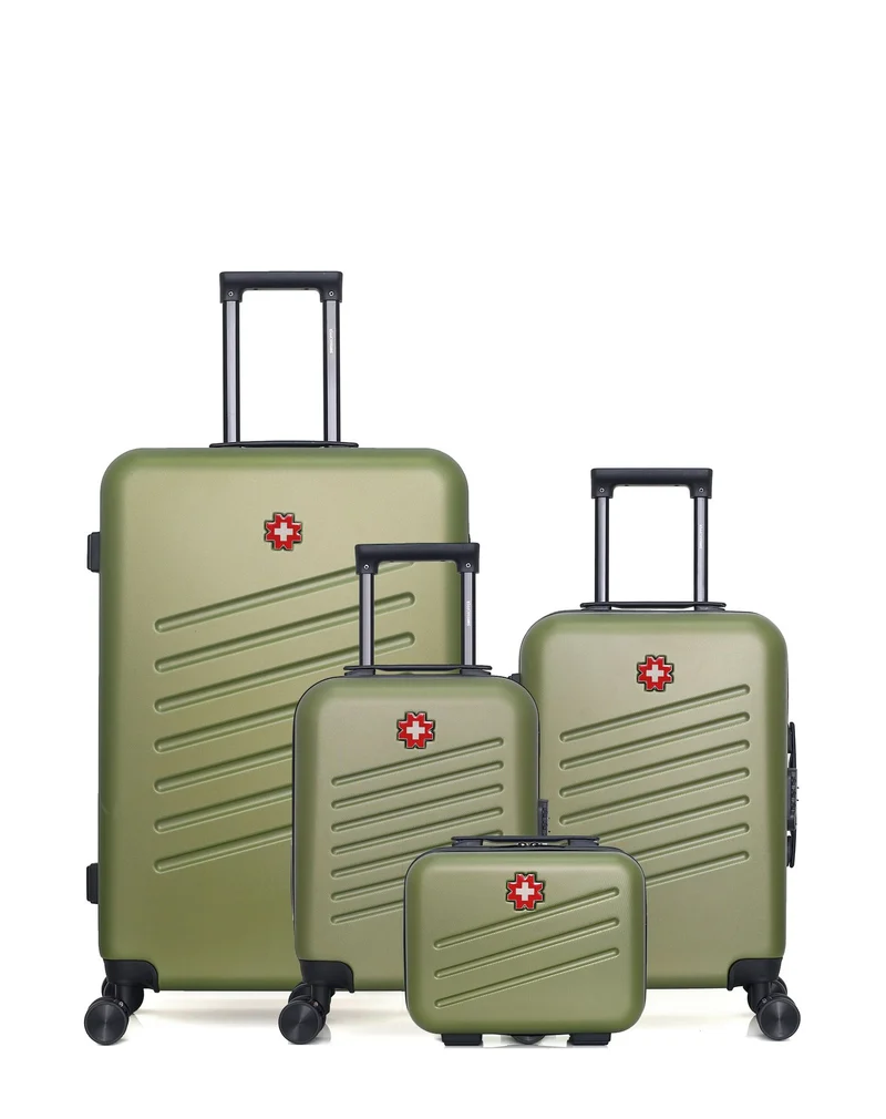 SWISS KOPPER – 4er-Pack – Großer Koffer, Handgepäck, Handgepäck XXS und Kosmetikkoffer ZURICH