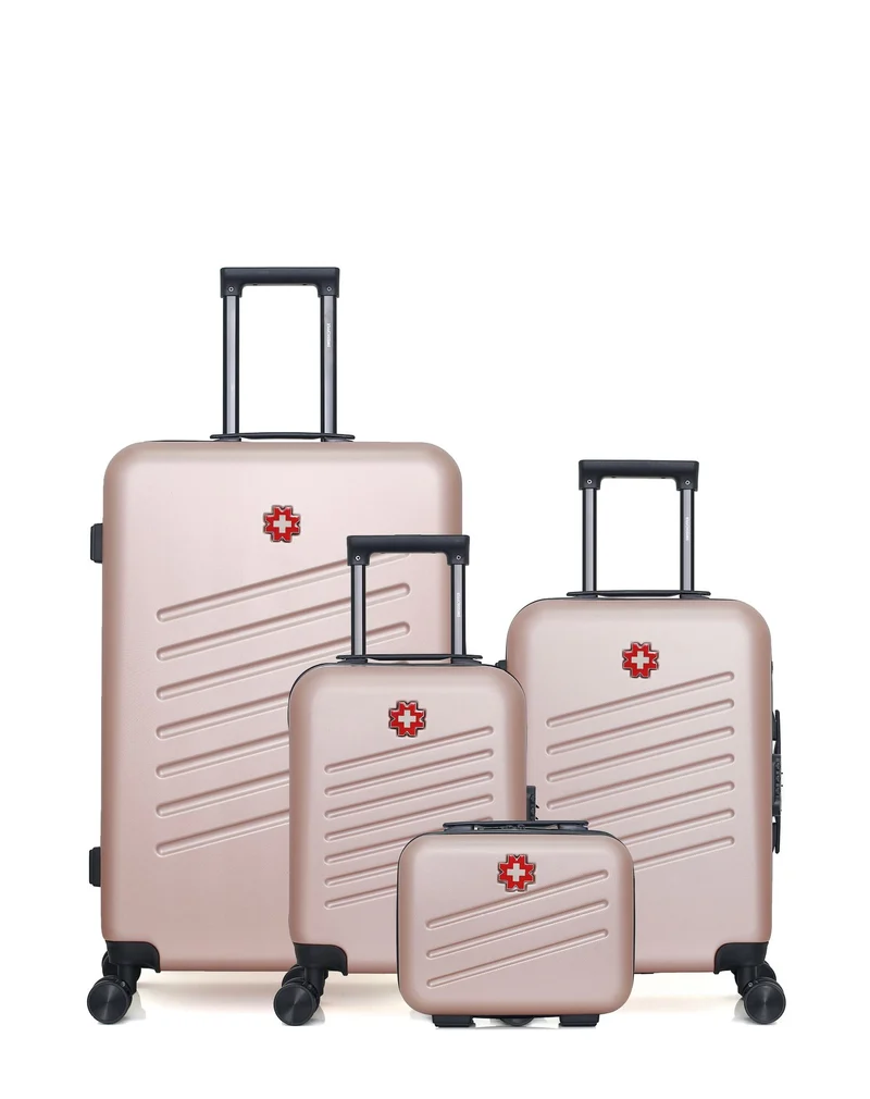 SWISS KOPPER – 4er-Pack – Großer Koffer, Handgepäck, Handgepäck XXS und Kosmetikkoffer ZURICH