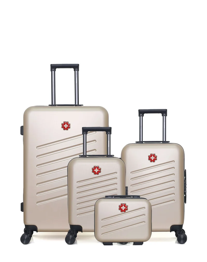 SWISS KOPPER – 4er-Pack – Großer Koffer, Handgepäck, Handgepäck XXS und Kosmetikkoffer ZURICH