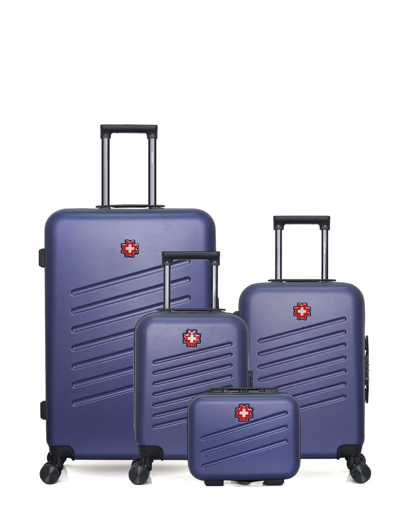 SWISS KOPPER – 4er-Pack – Großer Koffer, Handgepäck, Handgepäck XXS und Kosmetikkoffer ZURICH