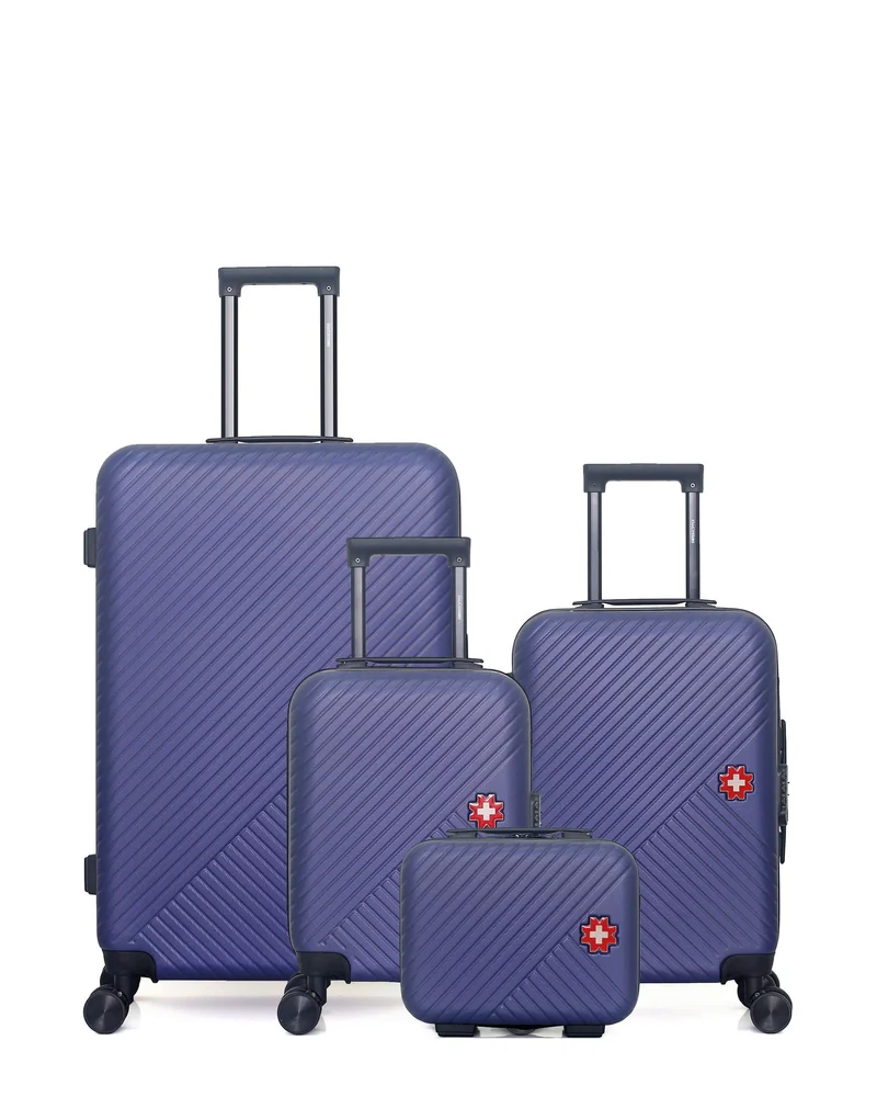 SWISS KOPPER – 4er-Pack – Großer Koffer, Handgepäck, Handgepäck XXS und Kosmetikkoffer SPIEZ
