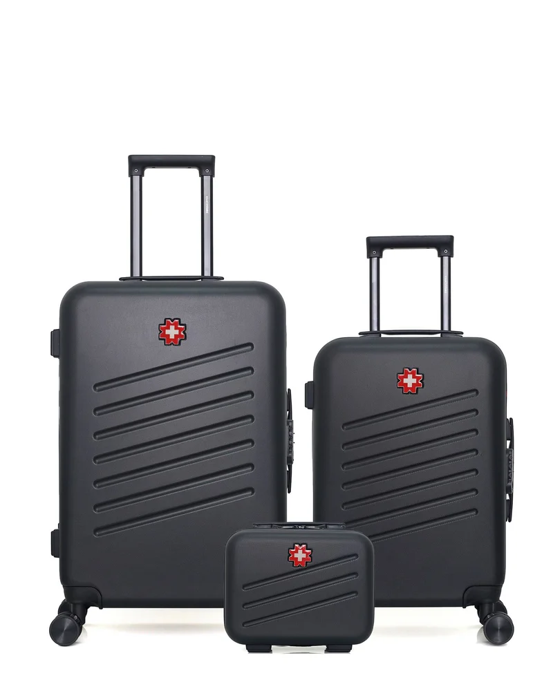 SWISS KOPPER – 3er-Pack – Mittelgroßer Koffer, Handgepäck und Kosmetikkoffer ZURICH