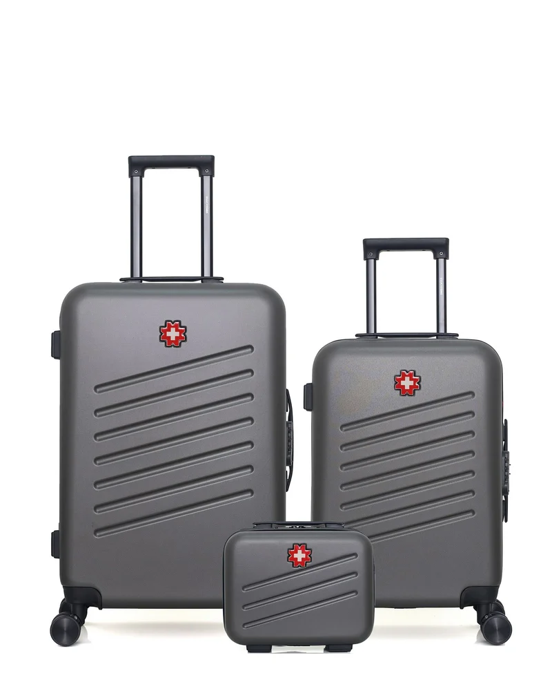 SWISS KOPPER – 3er-Pack – Mittelgroßer Koffer, Handgepäck und Kosmetikkoffer ZURICH