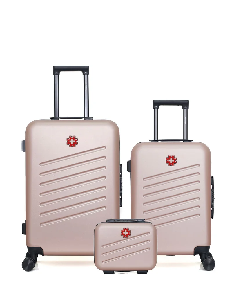SWISS KOPPER – 3er-Pack – Mittelgroßer Koffer, Handgepäck und Kosmetikkoffer ZURICH