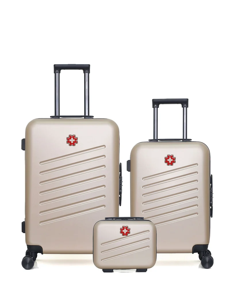 SWISS KOPPER – 3er-Pack – Mittelgroßer Koffer, Handgepäck und Kosmetikkoffer ZURICH