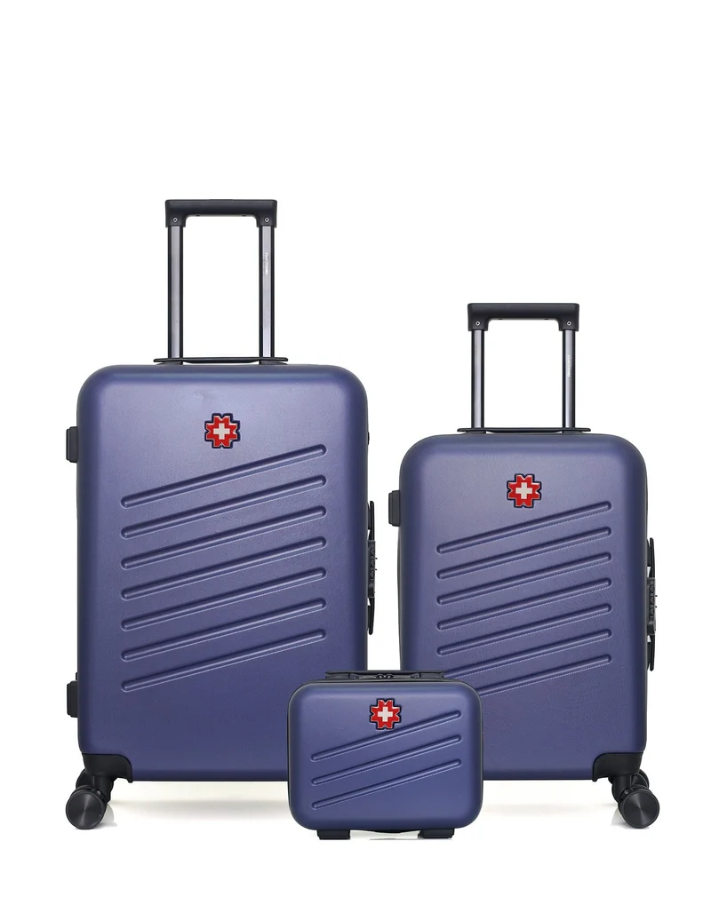 SWISS KOPPER – 3er-Pack – Mittelgroßer Koffer, Handgepäck und Kosmetikkoffer ZURICH