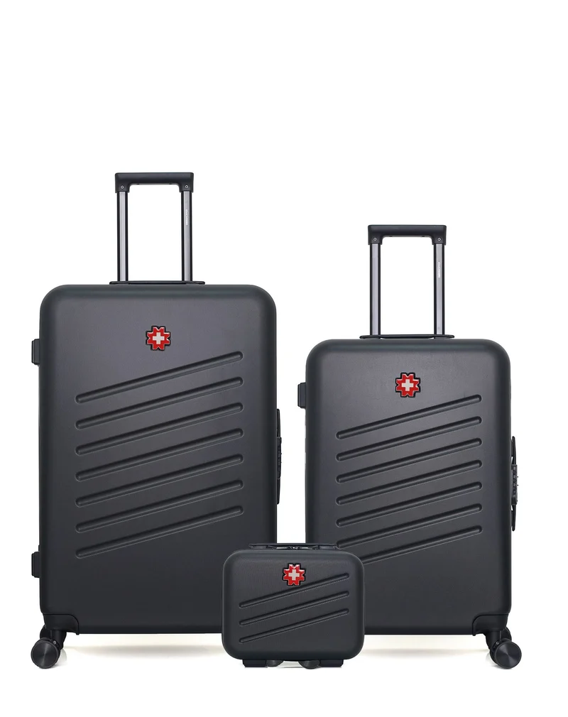 SWISS KOPPER – 3er-Pack – Großer Koffer, mittelgroßer Koffer und Kosmetikkoffer ZURICH