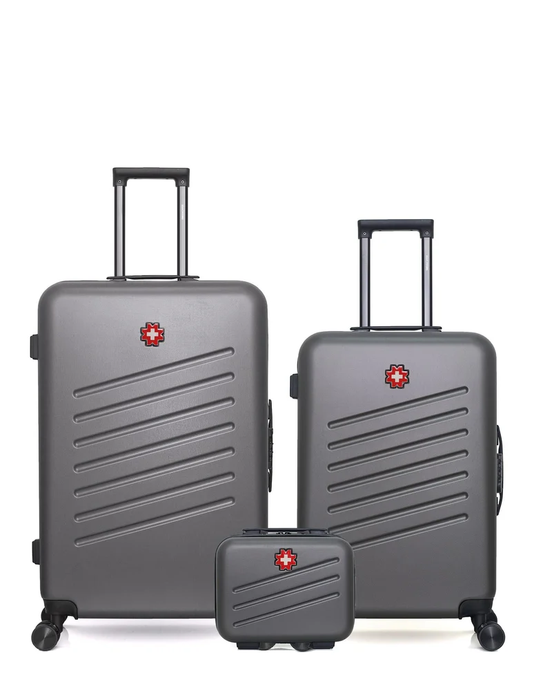 SWISS KOPPER – 3er-Pack – Großer Koffer, mittelgroßer Koffer und Kosmetikkoffer ZURICH