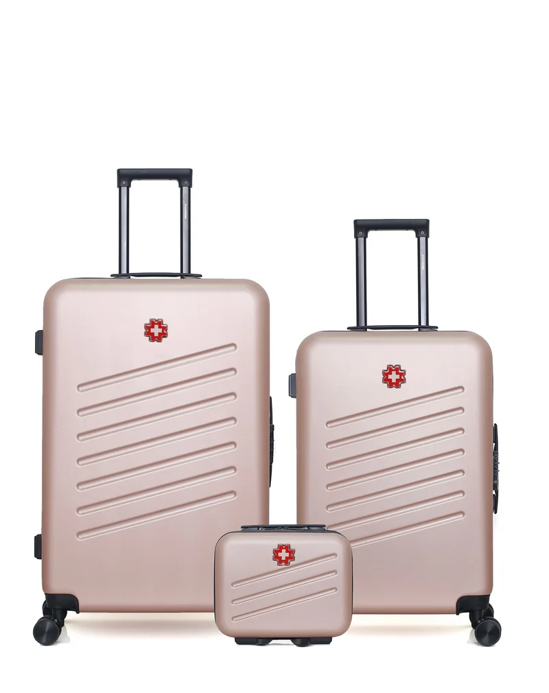 SWISS KOPPER – 3er-Pack – Großer Koffer, mittelgroßer Koffer und Kosmetikkoffer ZURICH