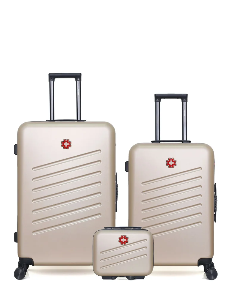SWISS KOPPER – 3er-Pack – Großer Koffer, mittelgroßer Koffer und Kosmetikkoffer ZURICH