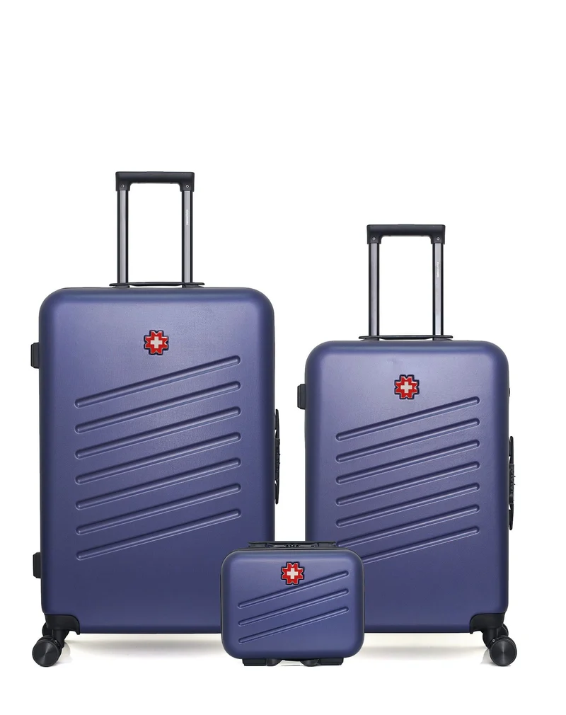 SWISS KOPPER – 3er-Pack – Großer Koffer, mittelgroßer Koffer und Kosmetikkoffer ZURICH