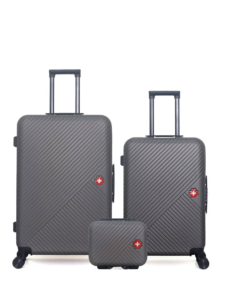 SWISS KOPPER – 3er-Pack – Großer Koffer, mittelgroßer Koffer und Kosmetikkoffer SPIEZ