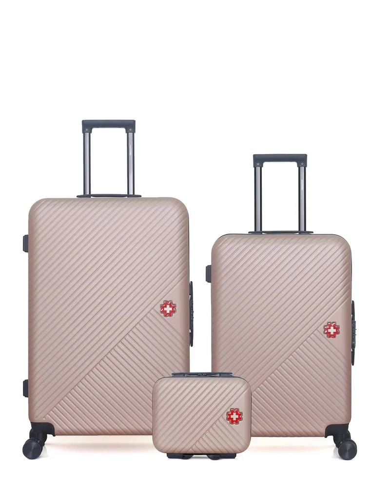SWISS KOPPER – 3er-Pack – Großer Koffer, mittelgroßer Koffer und Kosmetikkoffer SPIEZ