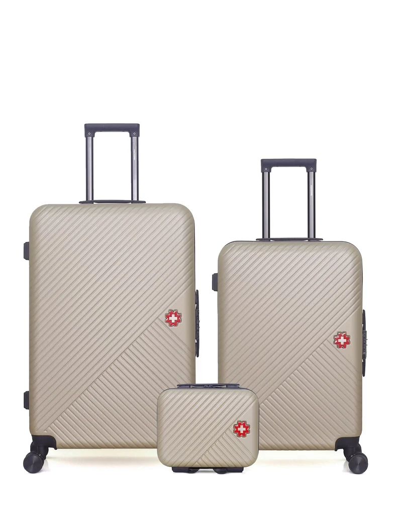 SWISS KOPPER – 3er-Pack – Großer Koffer, mittelgroßer Koffer und Kosmetikkoffer SPIEZ